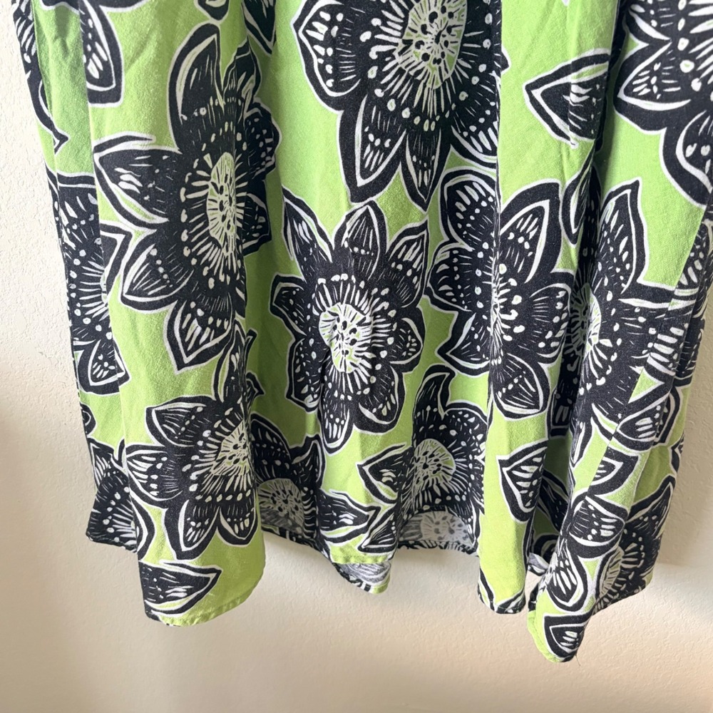 Cato Green Black Floral Linen Blend Maxi Skirt Plus Size 18/20W Boho Tropical - Picture 4 of 6